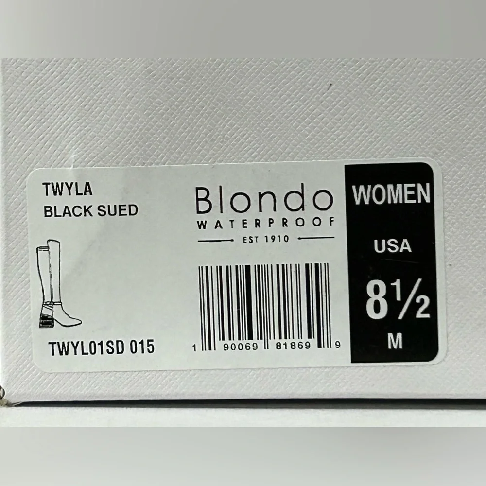 Blondo Twyla Black Waterproof Knee Boots 8.5M Chunky Heel Weatherproof NWB
